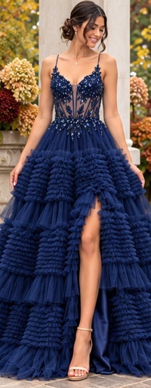 New with Tags Colors Dress 3515 Navy Ball Gown Size 8